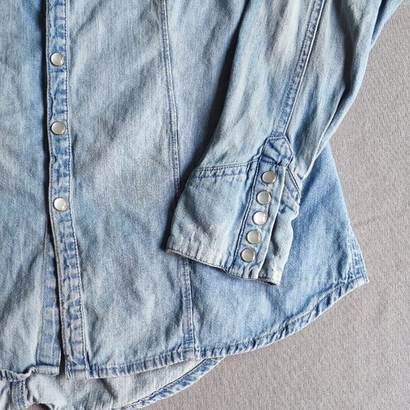 g:21 jean shirt women's size L hard wash denim blue - Picture 4 of 8